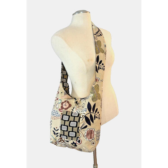 Handbags - Reversible Crossbody Tote Bag Purse Boho Floral Retro Geometric EUC